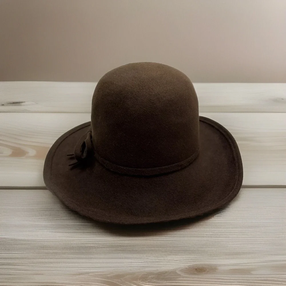 Vintage‎ 80s Hat Jeanne Marie Women's Wool Felt Brown Church Derby Kathy Retro